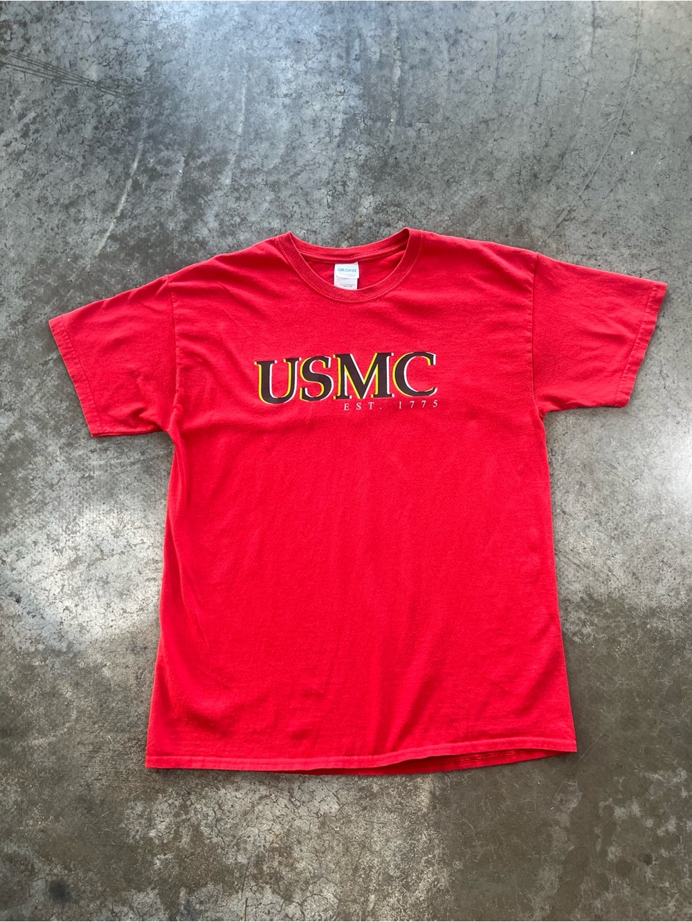 USMC Marine Corps Red Graphic T Shirt Size Large Military USA